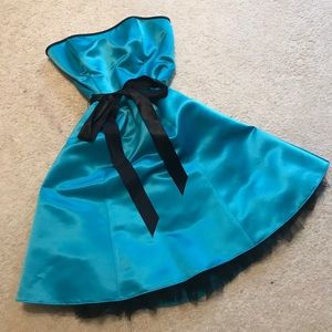 Teal strapless Jessica McClintock dress